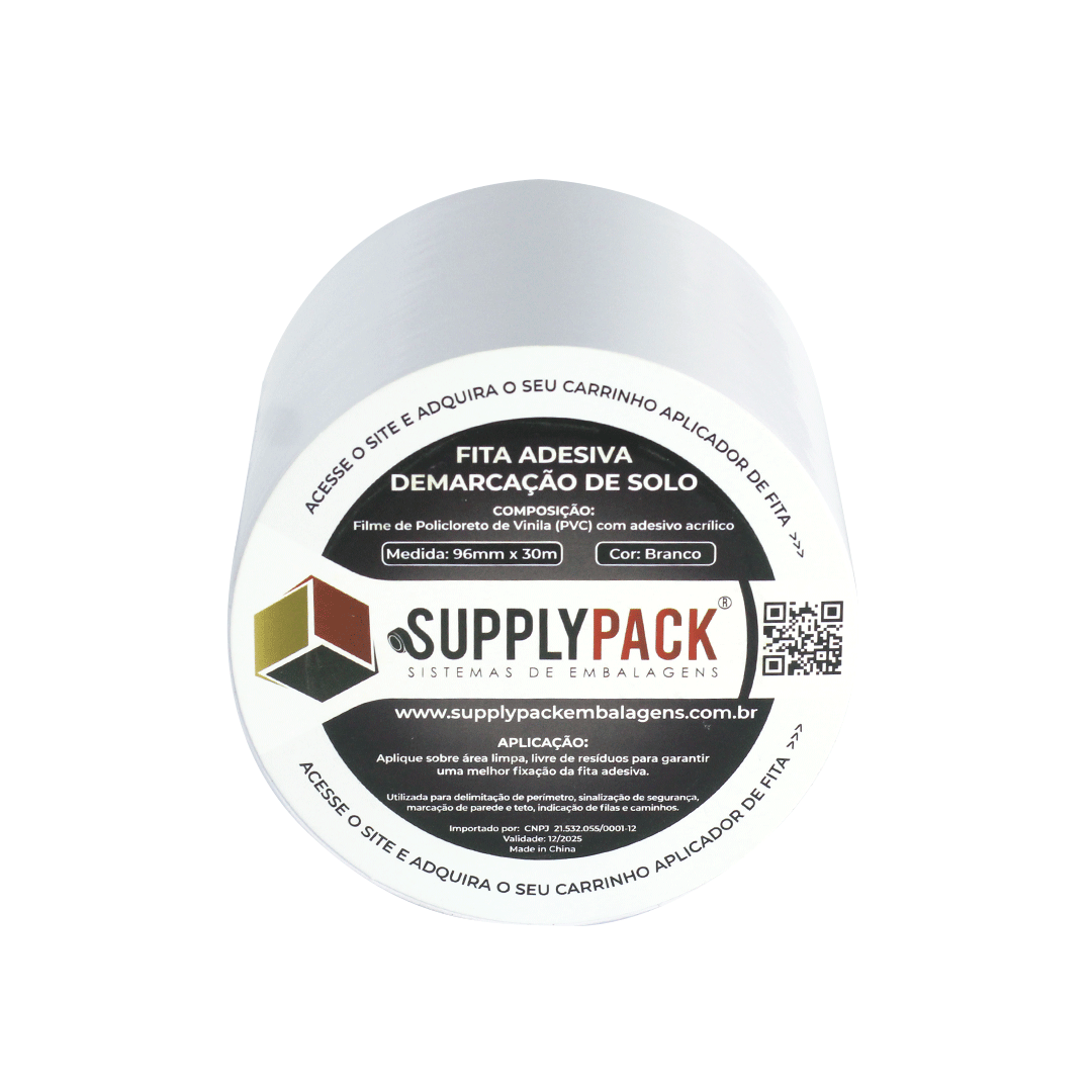 Fita Adesiva de Demarcação de Solo 100mm X 30m - Branca
