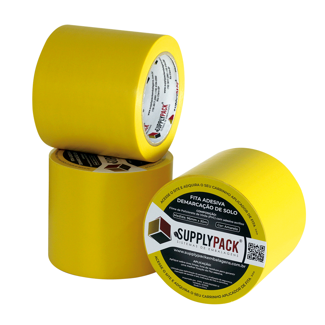 Fita Adesiva de Demarcação de Solo 96mm X 30m - Amarela