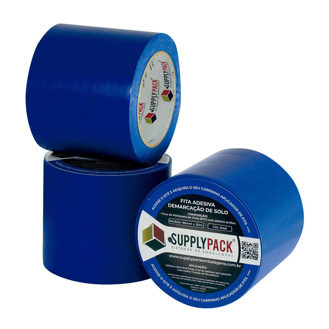 Fita Adesiva de Demarcação de Solo 96mm X 30m - Azul