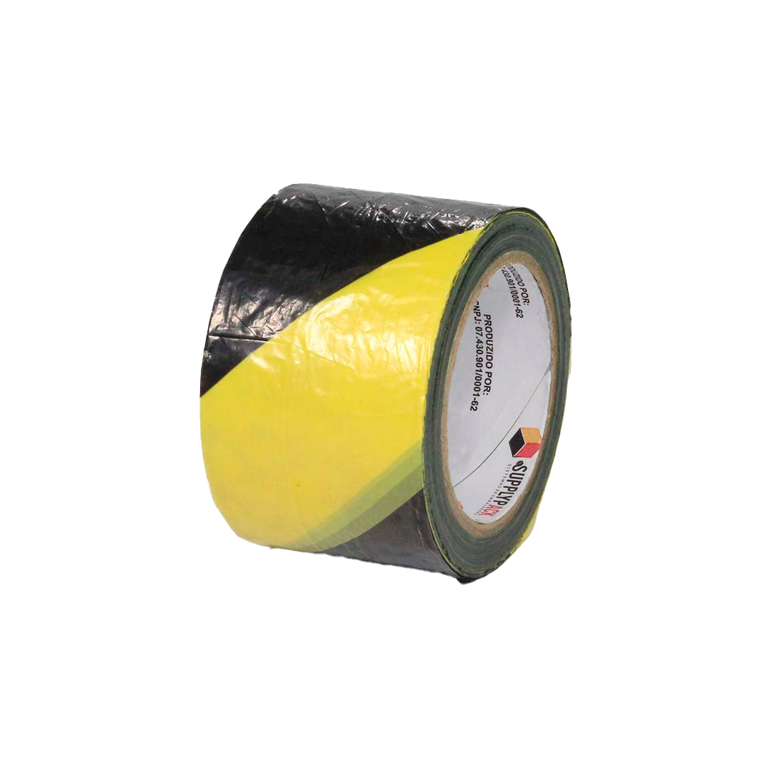 Fita de Sinalização Segurança e Isolamento 70mm X 200m Zebrada Amarela/Preta