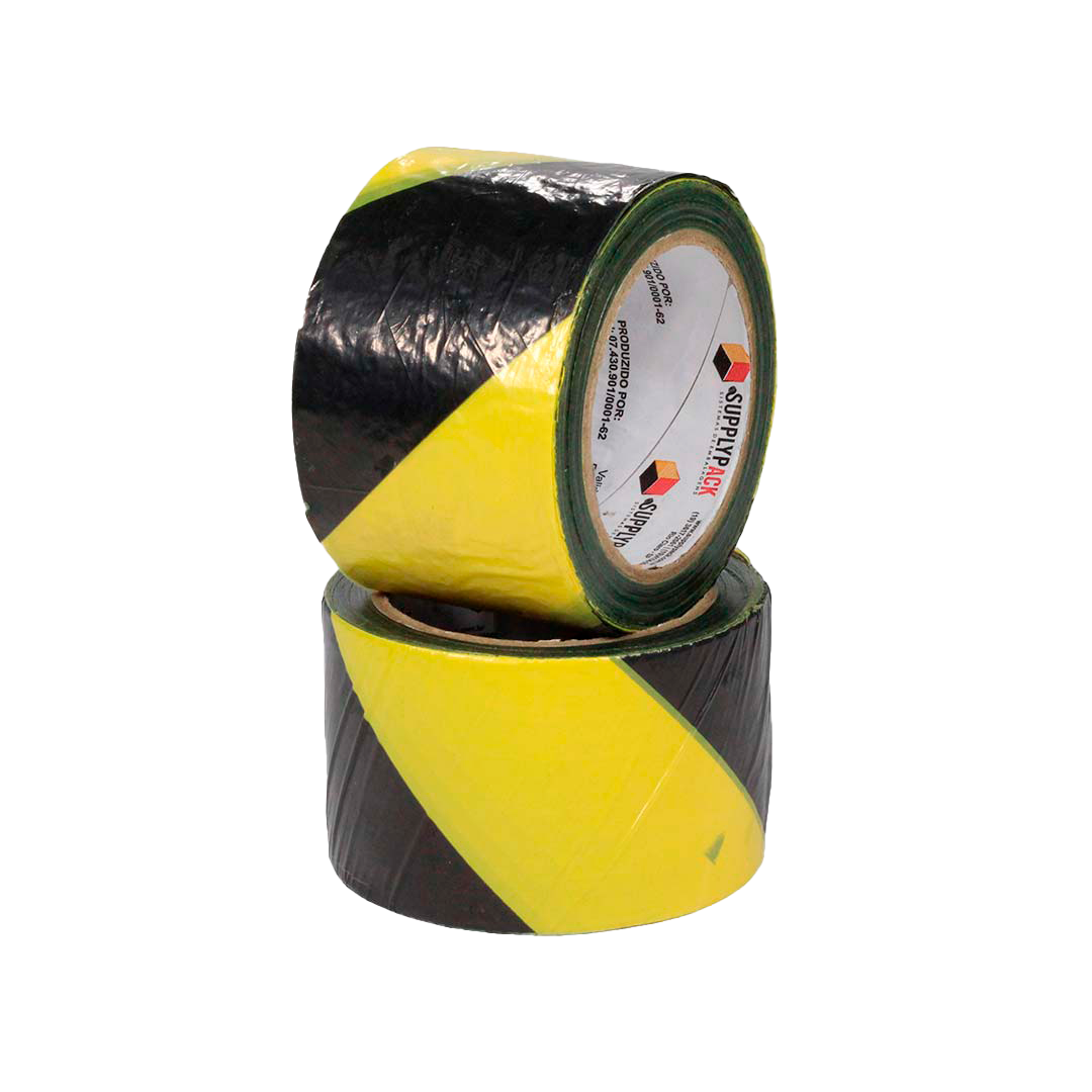 Fita de Sinalização Segurança e Isolamento 70mm X 200m Zebrada Amarela/Preta