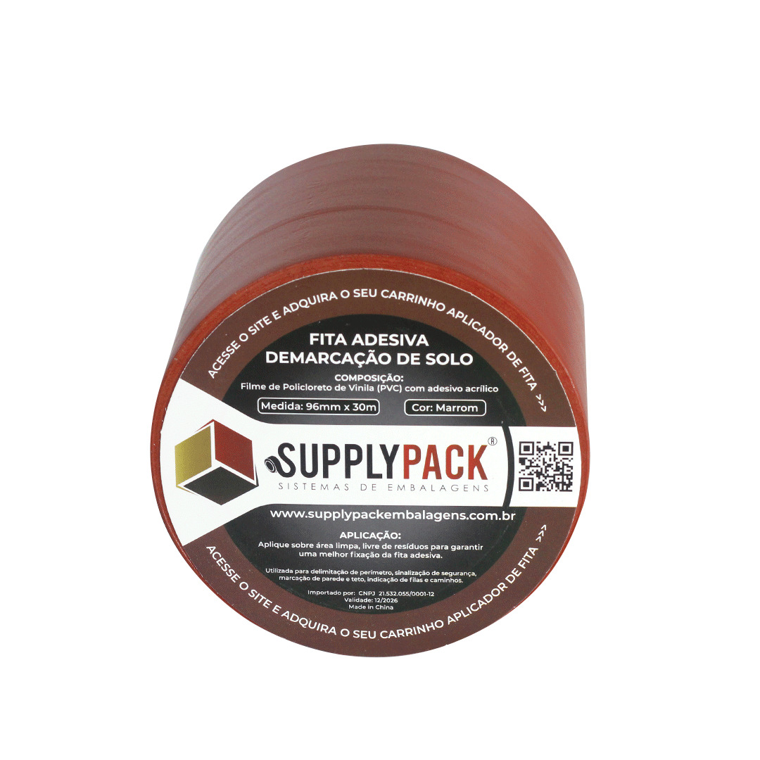 Fita Adesiva de Demarcação de Solo 100mm X 30m - Marrom