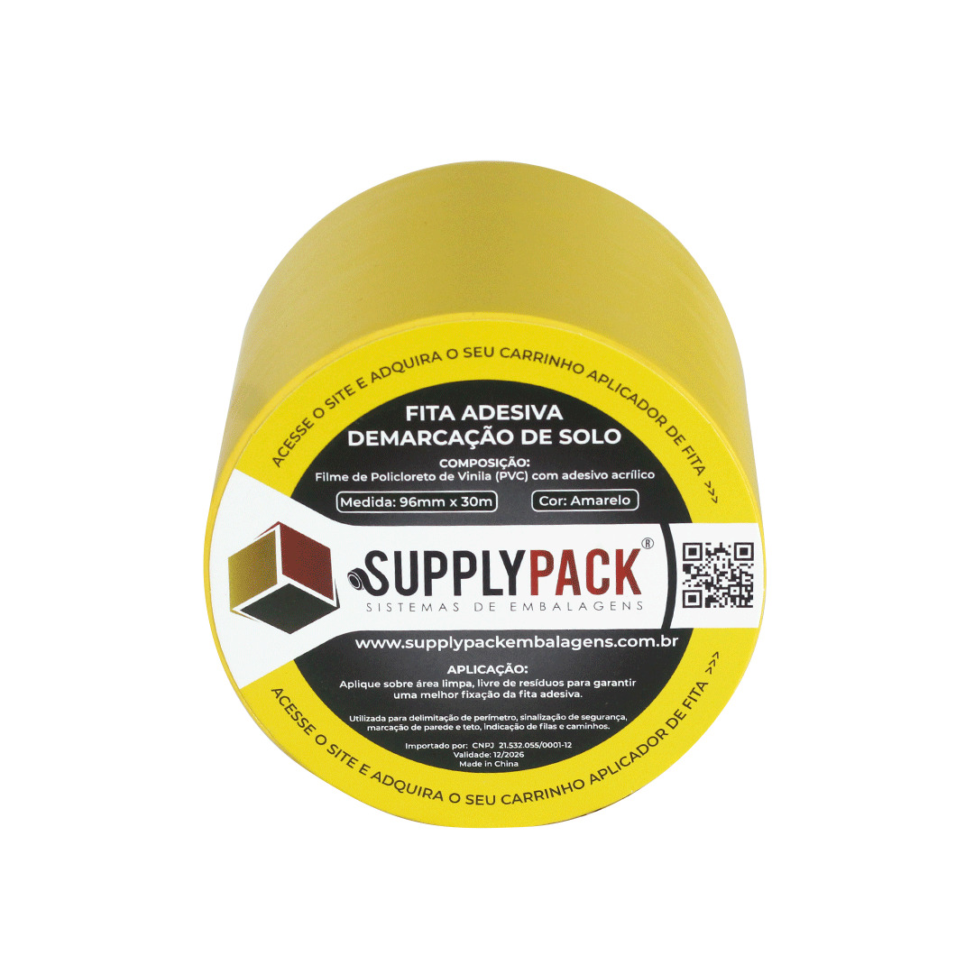 Fita Adesiva de Demarcação de Solo 96mm X 30m - Amarela