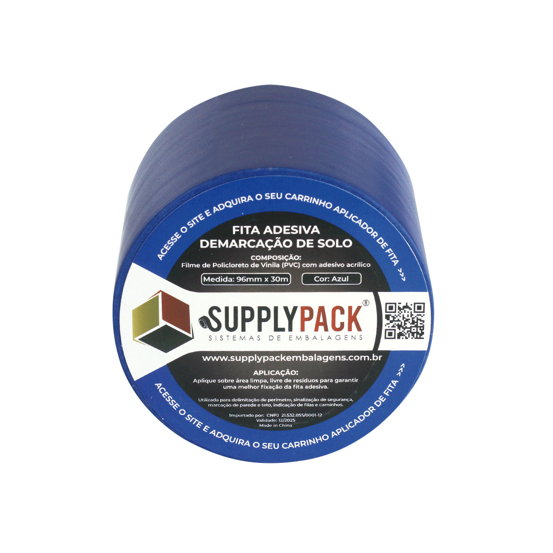 Fita Adesiva de Demarcação de Solo 96mm X 30m - Azul