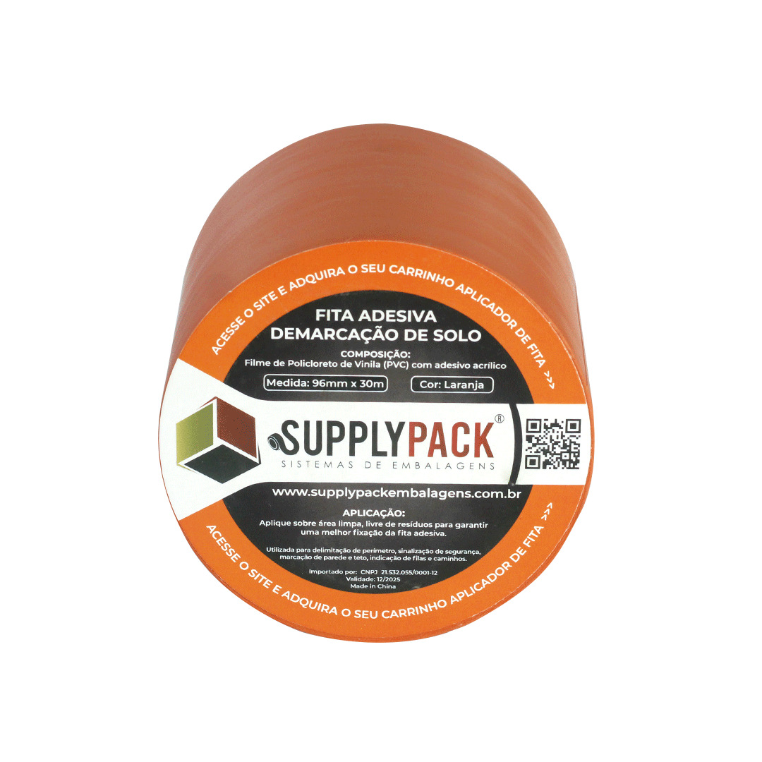 Fita Adesiva de Demarcação de Solo 96mm X 30m - Laranja